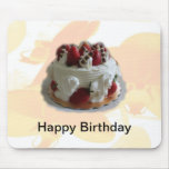 happy birthday strawberry, chocolate cake mousepads