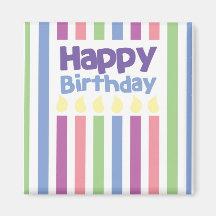 Happy Birthday stripey card Magnet