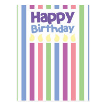 Happy Birthday stripey card Post Cards