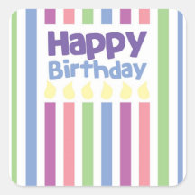 Happy Birthday stripey card Sticker