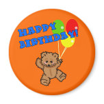Happy Birthday Teddy Bear with Balloons magnets