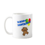 Happy Birthday Teddy Bear with Balloons mugs