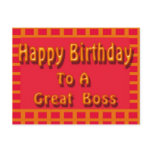 Happy Birthday to a Great Boss postcards