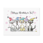 Happy Birthday to You (singing cats) postcards