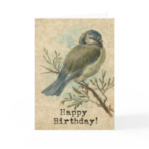 Happy Birthday, Vintage Bluetit Bird Cards