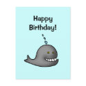 Happy Birthday! (whale) postcards