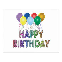 Happy Birthday with Balloon Postcard