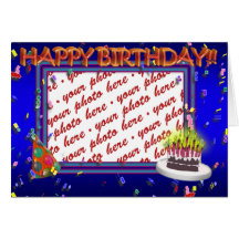 Happy Birthday With Confetti  Photo Frame Cards