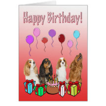 Happy Birthday With Four Spaniels Greeting Card