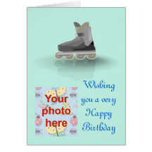 Happy Birthday with rollerblade skating Cards