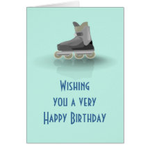 Happy Birthday with rollerblade skating Cards