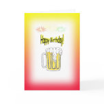 Happy Birthday Withe Beer Mug & Fireworks Greeting Card