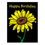Happy Birthday Yellow Sunflower Greeting Post Card