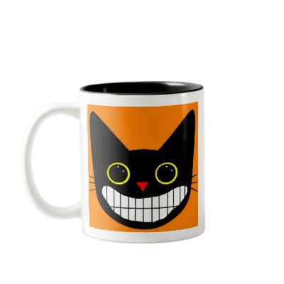 Happy Black Cat Mugs by pugdads