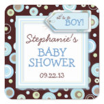 Happy Blue Dots Boy Baby Favour & Envelope Sticker