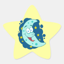 happy blue moon cartoon character star stickers