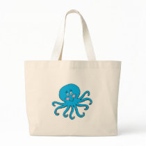 happy blue octopus tote bags
