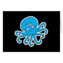 happy blue octopus greeting card