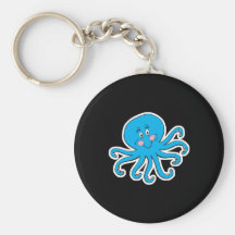happy blue octopus key chain