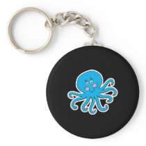 happy blue octopus key chain