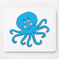 happy blue octopus mouse mats