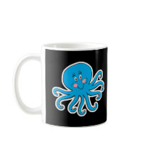 happy blue octopus coffee mug