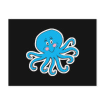 happy blue octopus post card