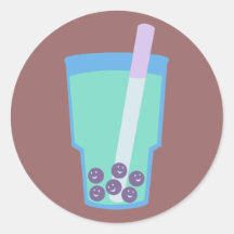 Happy Boba Tea Bubbles Round Sticker