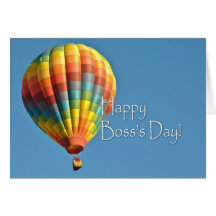 Happy Boss's Day Multi Colour Hot Air Balloon Greeting Card