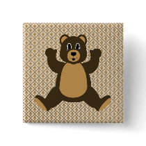 Happy Brown Bear Diamonds Button