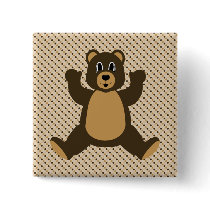 Happy Brown Bear Dots Button