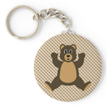 Happy Brown Bear Dots Keychain