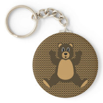 Happy Brown Bear Pattern Keychain