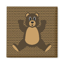 Happy Brown Bear Pattern Magnet