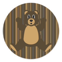 Happy Brown Bear Vertical Stripes Sticker