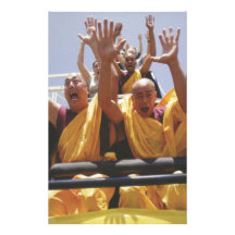 Happy buddhist monks on a roller coaster personalized stationery