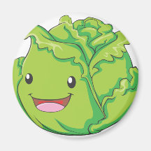 Happy Cabbage Vegetable Smiling Fridge Magnet