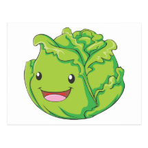 Happy Cabbage Vegetable Smiling Post Cards