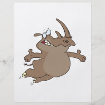 happy carefree rhinoceros rhino cartoon character flyer design