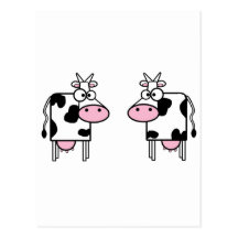 Happy Cartoon Cows Post Cards