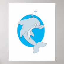 happy cartoon dolphin posters