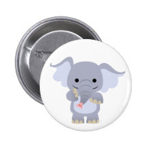 Happy Cartoon Elephant button badge