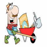 happy cartoon man gardening gardener photo sculptures