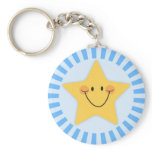 Happy cartoon star on blue keychain