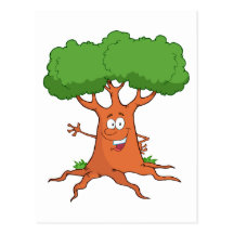 happy cartoon tree post card