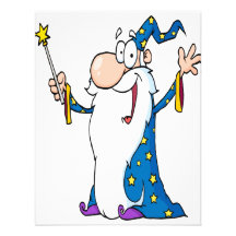 happy cartoon wizard character custom announcement