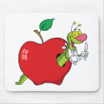 Happy Cartoon Worm In Apple Mouse Pad