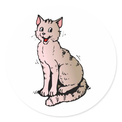 Happy Cat Round Stickers by White_Wedding