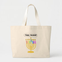 Happy Channukah Menora / Chanukia Canvas Bags