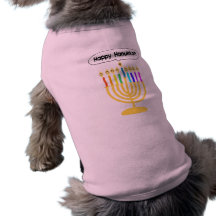 Happy Channukah Menora / Chanukia Doggie Tee Shirt